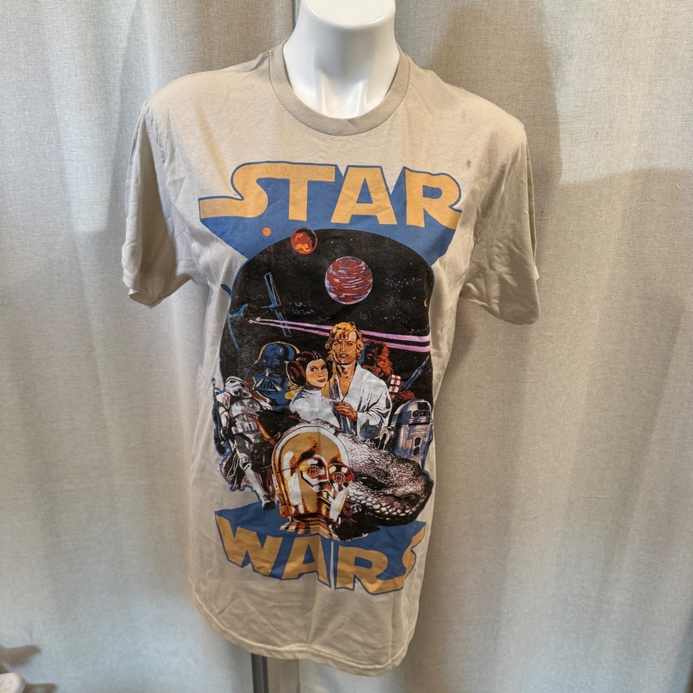 Star‎ Wars Movie Poster Graphic T-Shirt Mad Engine Beige Medium M